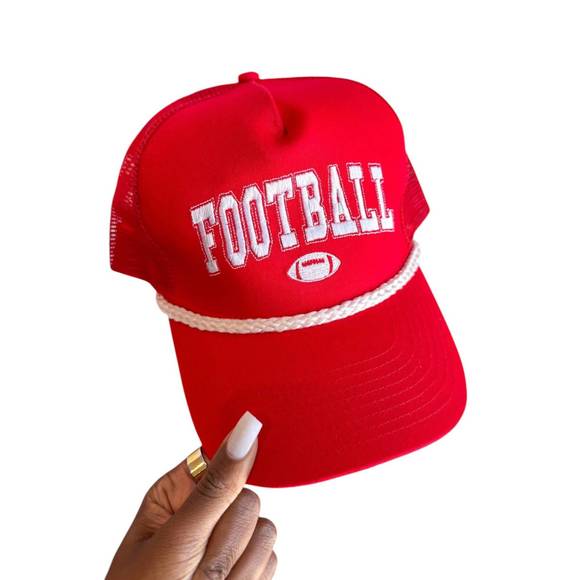 NEW CHARLIE SOUTHERN women's football rope trucker hat in red - Picture 1 of 2